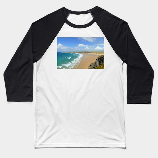 Holywell Beach, Cornwall Baseball T-Shirt by Chris Petty